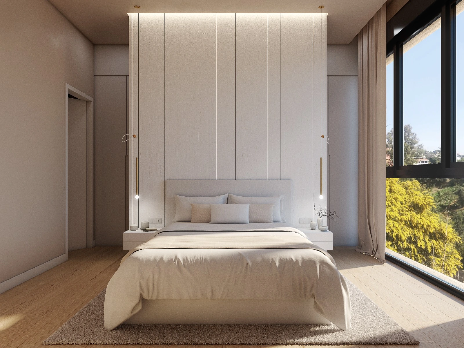 Dormitorio con gran ventanal