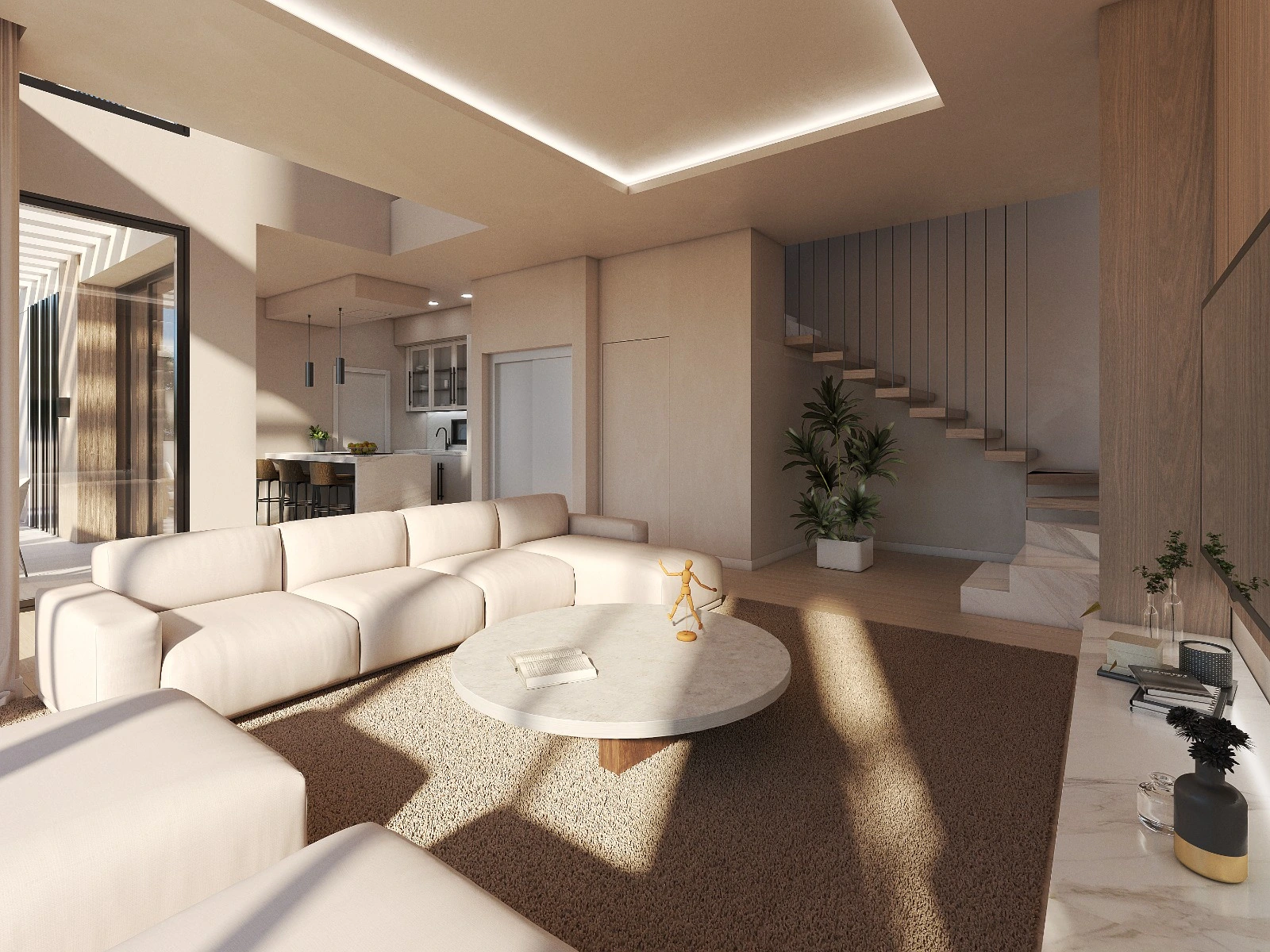 Salón con escalera integrada