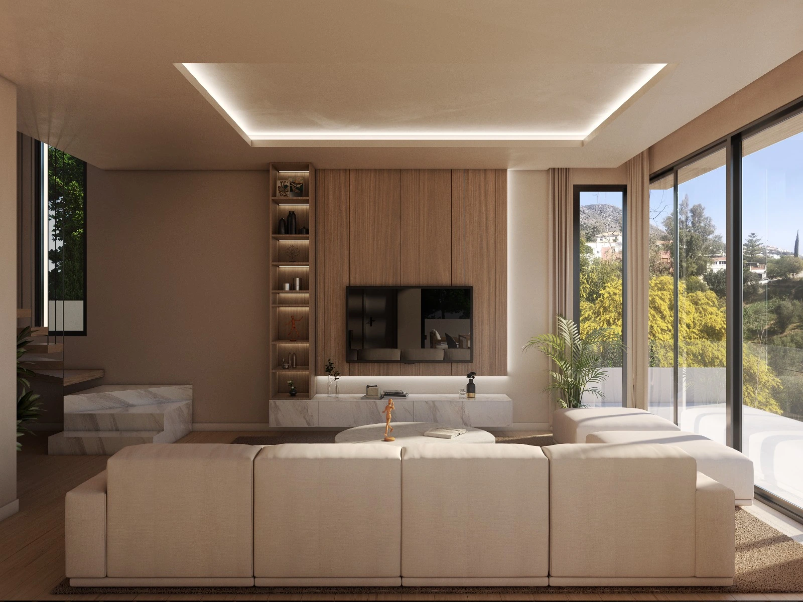 Zona de estar con mueble audiovisual